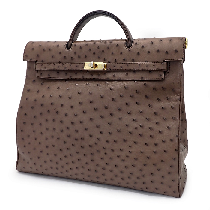 ゼウス(ZEUS) ハンドバッグ オーストリッチ ブラウン