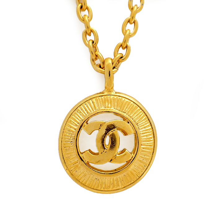 シャネル(CHANEL) GP ネックレス ココマーク ラウンドサークル コイン vintage chanel 3848