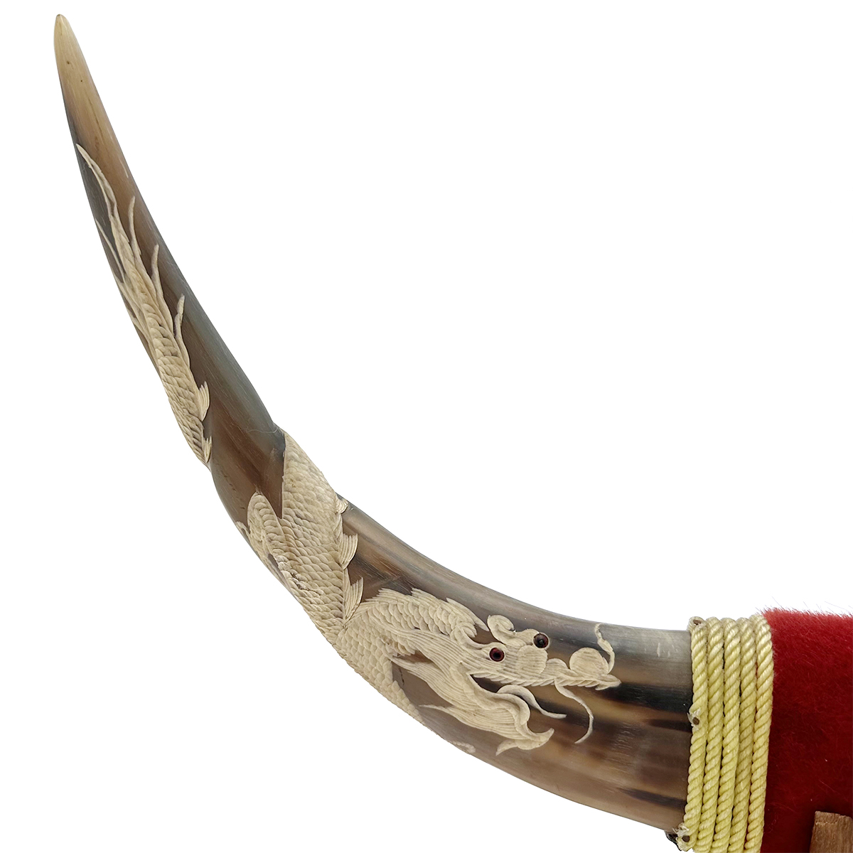 水牛のツノのリング 2個セット 水牛の角 オブジェ 置物 龍 彫刻