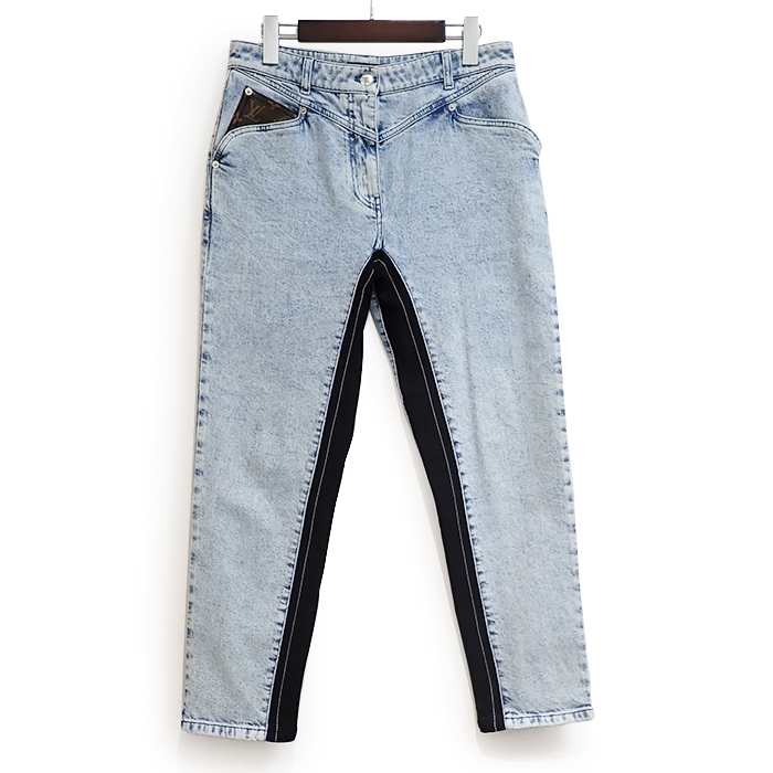 ルイヴィトン(Louis Vuitton)  デニムパンツ ストーンウォッシュ 38号 ボトムス ライン レディース 異素材MIX