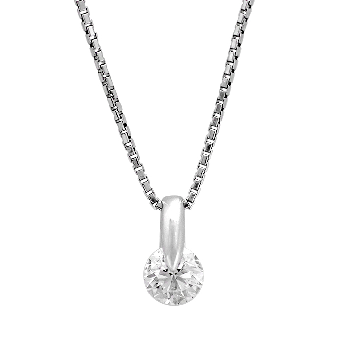 Pt900/Pt850 ダイヤモンド ネックレス 一粒 シルバーカラー